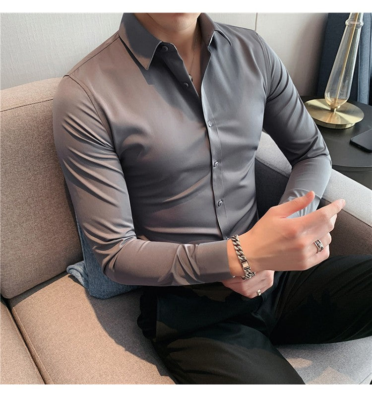 Plus Size S-7XL High Quality Men Dress Shirt 2024 Autumn Long Sleeve Solid Business Slim Shirts Homme Dress Social Casual Shirt