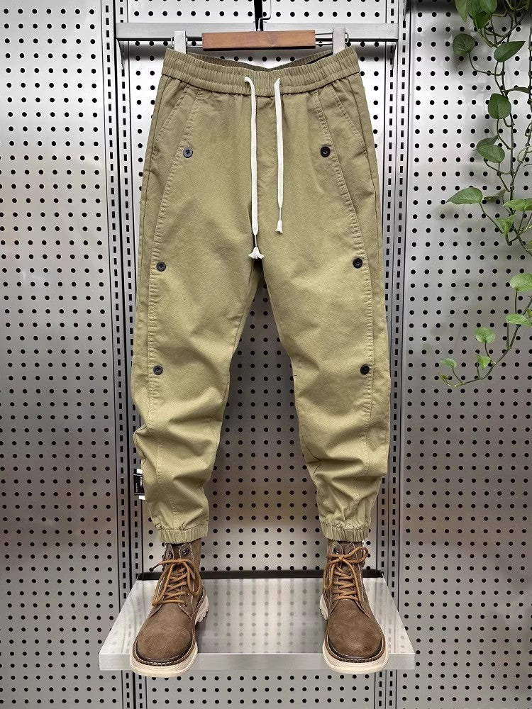 American Sle Workwear Pants Men's Trendy Brand Cuffed Harem Pants Splice Function down Jaet Spring Autumn Thin Casual Pants