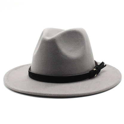 Gangster Trilby Felt Fedora Hat European American Wide Brim Top Jazz Caps Women Men Wool White Wedding Hat 56-58-61CM