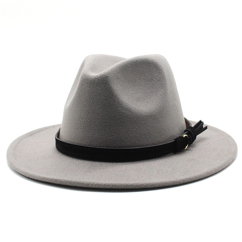 Gangster Trilby Felt Fedora Hat European American Wide Brim Top Jazz Caps Women Men Wool White Wedding Hat 56-58-61CM
