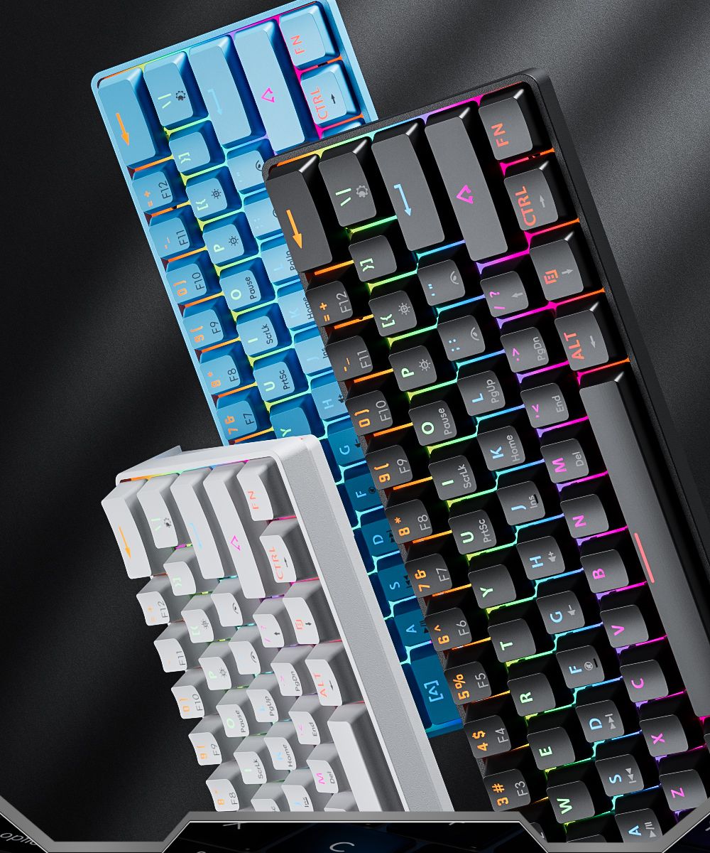 Teclado Mecânico Gamer MUCAI MK61 USB Esports 61 Teclas Eixo Vermelho Com Fio Cabo Destacável Retroiluminação RGB Hot Swap
