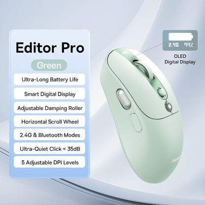 Mouse Sem Fio Baseus Editor Pro Bluetooth 5.1 Modo Duplo Bateria de Longa Duração Recarregável Ergonômico de Escritório com Display
