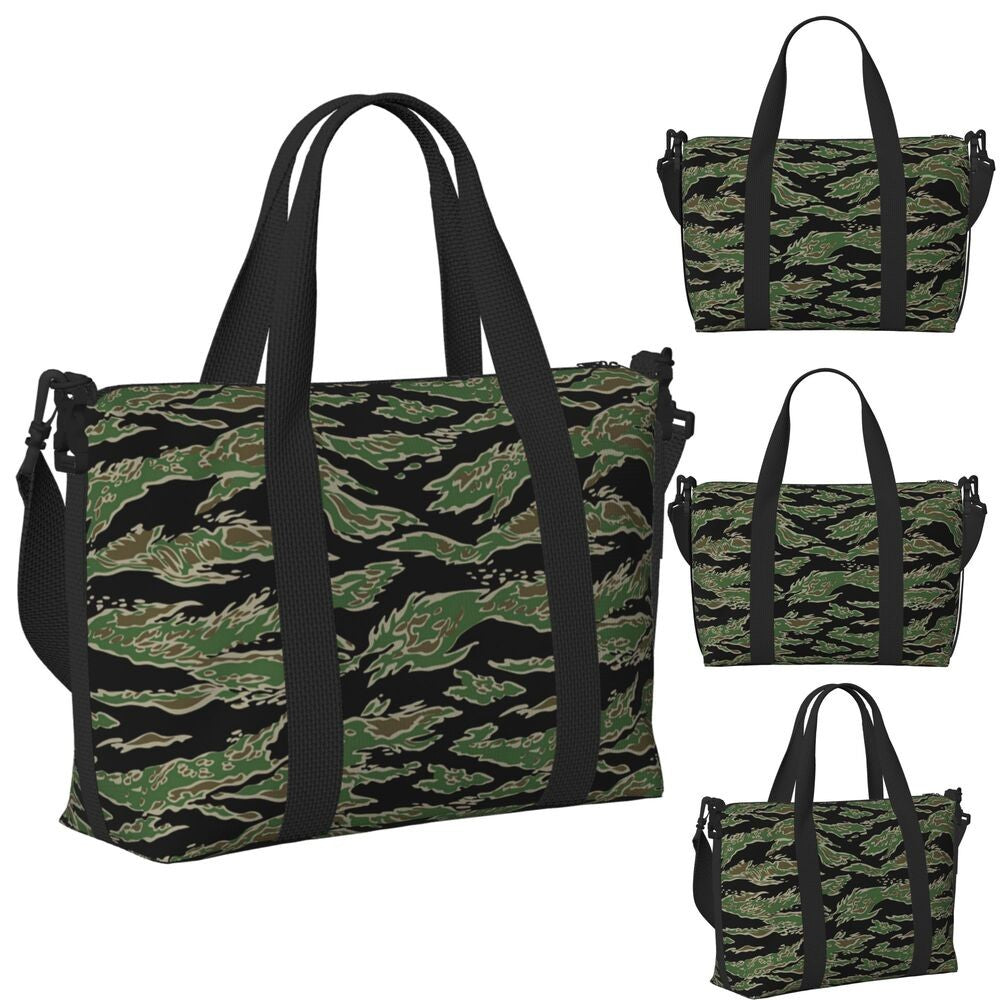 Tiger Stripe Camouflage Military Camo Beach Travel Bag Large Capacity Tote Bags for Gym Yoga Women Shopping Duffle Shoulder Bag