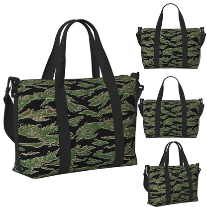 Tiger Stripe Camouflage Military Camo Beach Travel Bag Large Capacity Tote Bags for Gym Yoga Women Shopping Duffle Shoulder Bag