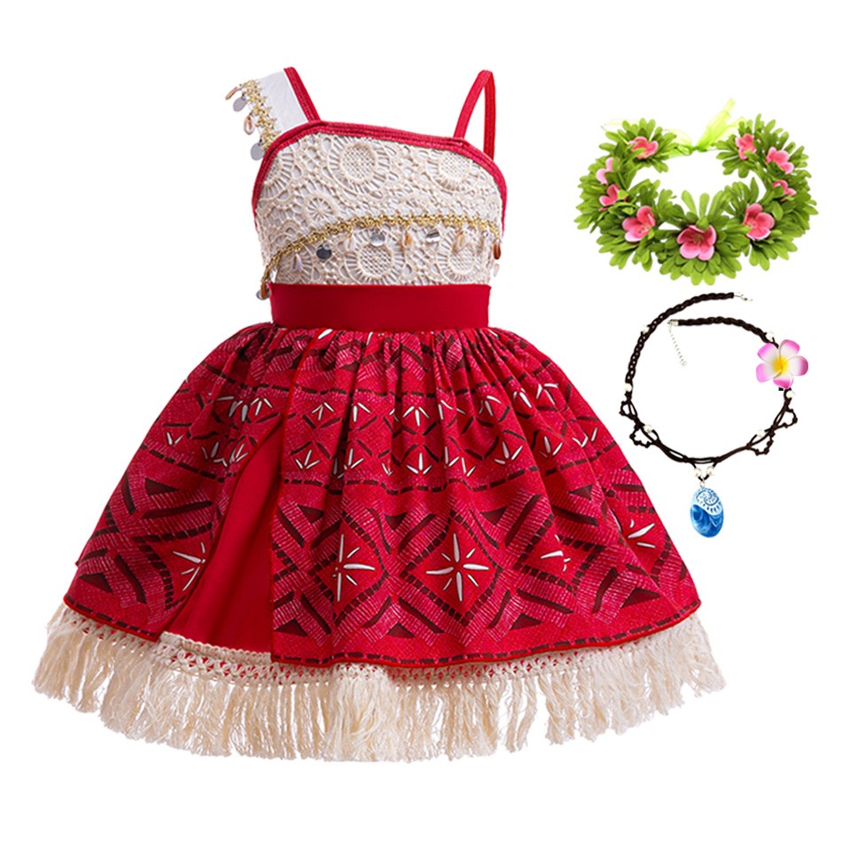 Girls Halloween Cosplay Moana Dress Ocean Adventure Role Play Costume Vaiana Princess Boys Maui Costume Vestidos Party Dress