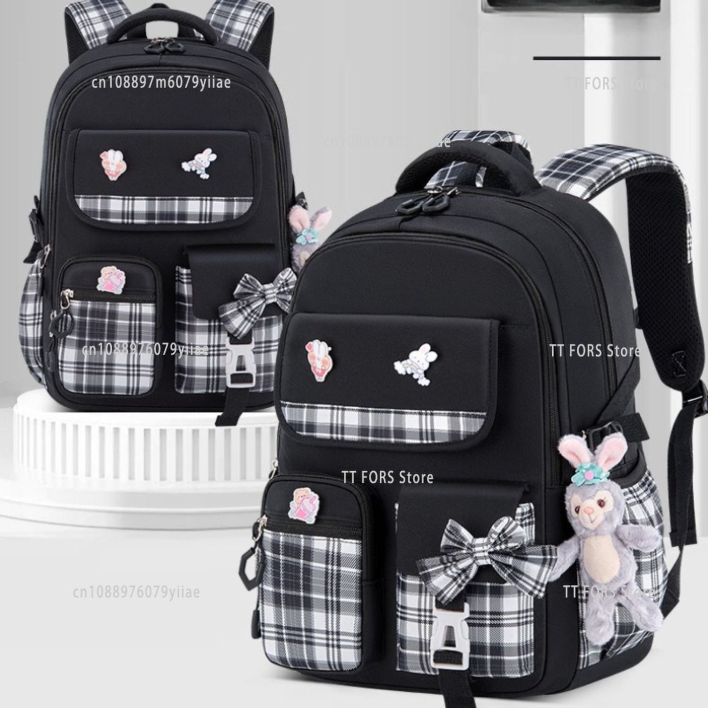 Mochila Escolar Infantil Feminina Xadrez Ergonômica Protege a Coluna Grande Capacidade Leve Impermeável