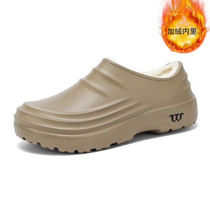 Winter Plush Supper Warm Chef Shoes for Men Women Very Soft Rubber Sandals Clogs Garden Shoes Without Holes Kitchen Work