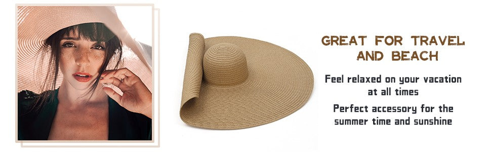 Chapéu de Palha Grande GEMVIE Para Mulheres Chapéu de Sol de Verão de Aba Larga Dobrável Chapéu de Praia Grande de Papel Nova Moda 2022
