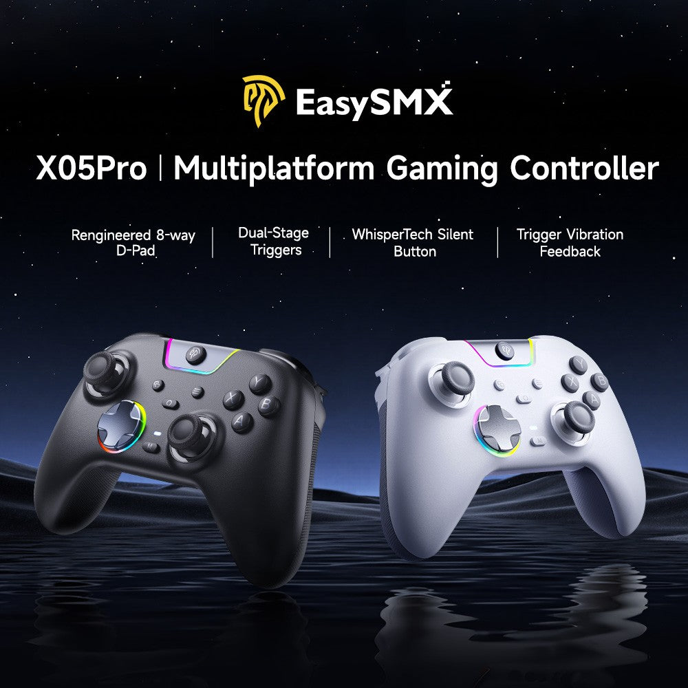 EasySMX X05 Pro Wireless Gamepad, Hall?Effect Anti?Drift Joystick, Dual Vibration Controller for PC Switch 1/2 Android iOS Steam