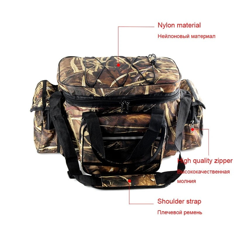 50*30*25cm Bolsa de Pesca Impermeável de Nylon Grande Capacidade Multiúso Bolsas de Ombro de Pesca de Duas Camadas para Atividades ao Ar Livre