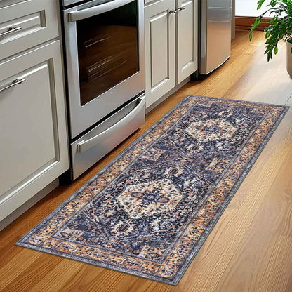 VIKAMA Persian Flannel Carpet Living Room Mat Hallway Mat Sofa Mat Bedroom Bedside Rug Long Rug Non-slip Washable Home Decor