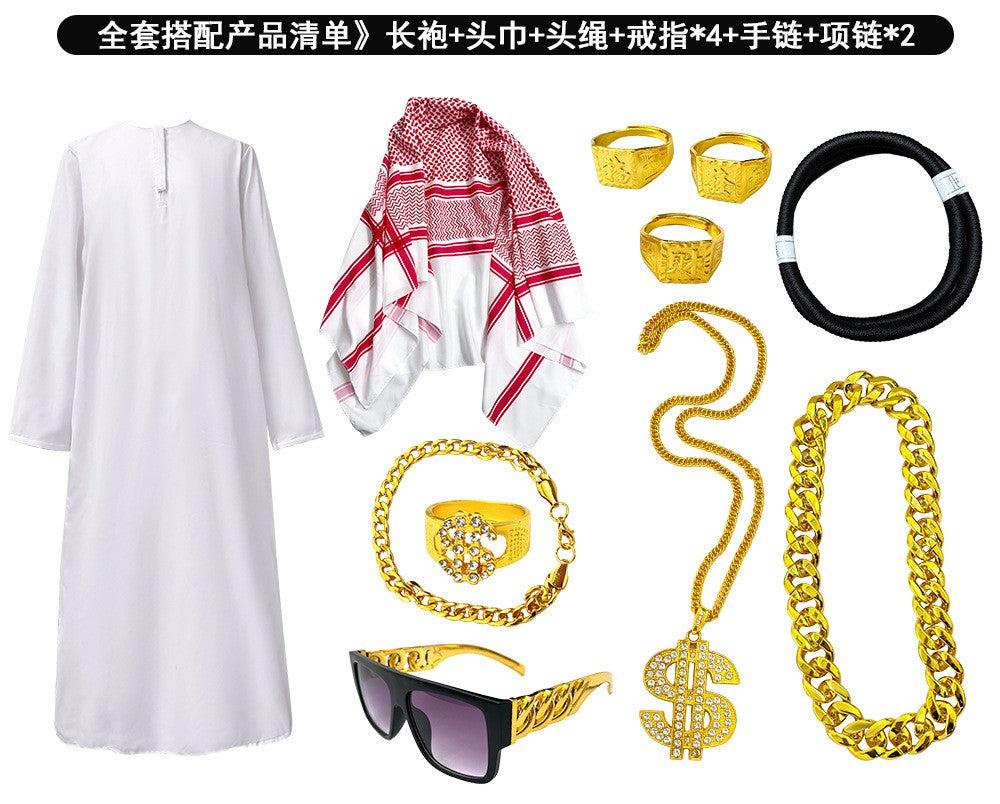 New Arab Emirate Costume Shepherd Rich Arab Prince Adult Role Playing Fantasia Halloween Carnival Costume Hot Selling