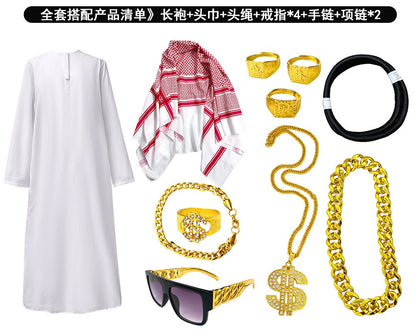 New Arab Emirate Costume Shepherd Rich Arab Prince Adult Role Playing Fantasia Halloween Carnival Costume Hot Selling
