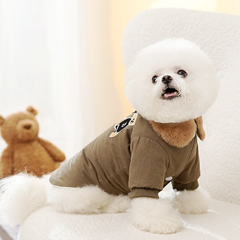 Jaqueta Fashion para Cães Down, Jaqueta de Inverno Quente para Cães, Estampa de Urso, Jaqueta para Cachorros, Casaco Macio e Fofo para Gatos, Roupas para Cães Bulldog Francês