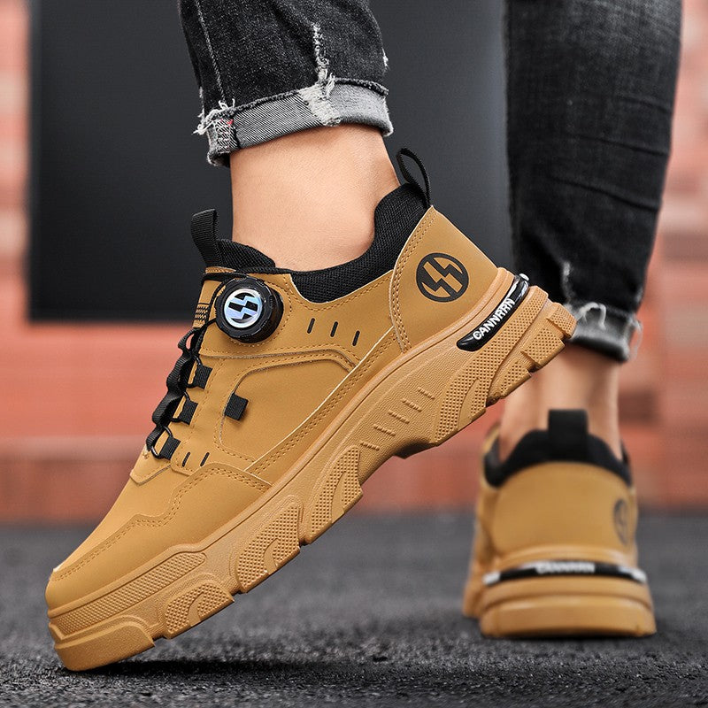 Men's boots autumn and winter new rotating shoelaces fashion casual boots youth outdoor boots anti slip soft sole workwear boots