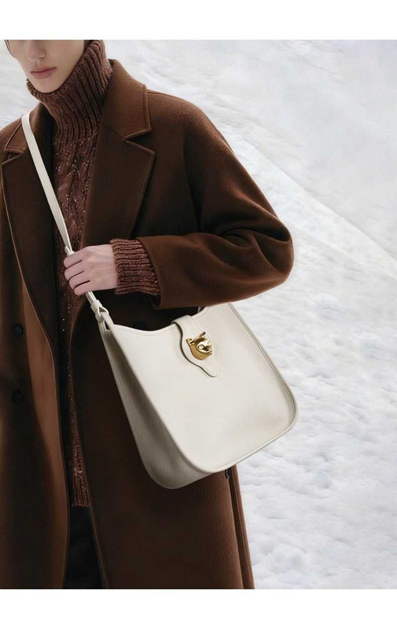 BAFELLI New Women's Natural Cattle Leather Bucket Bag - Versatile & Chic Shoulder & Crossbody