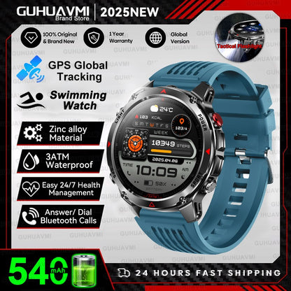 2025 Novo Smartwatch Profissional GPS Esportivo ao Ar Livre Corrida Rastreamento GPS Natação Bússola Altímetro 3ATM Pulseiras Esportivas Masculino