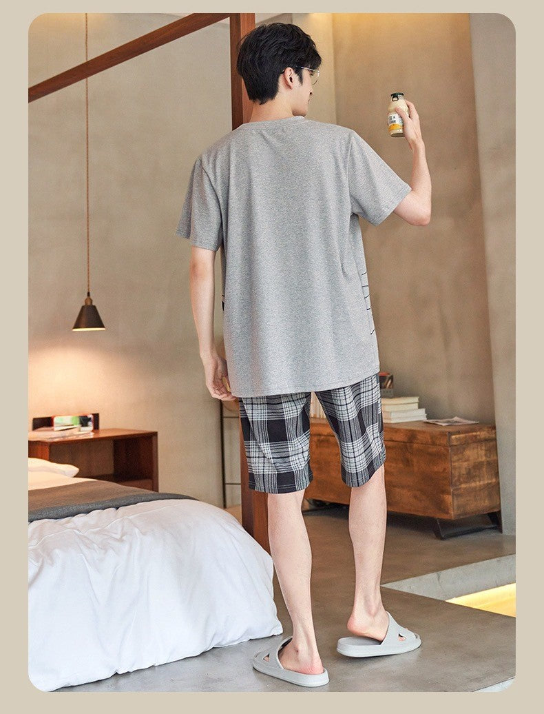 2 Piece Set Sleepwear Men Large Size Youth Pajamas Striped Bear Home Wear Man Nightwear Loungewear Comforts Breathable Casual
