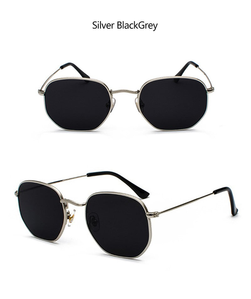 Hexagon Men Women Sunglasses Square Polygon Sun Glasses Brand Designer Retro Shades Metal Frame Eyewear TOP UV400 de sol hombre