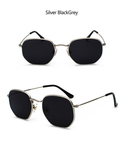 Hexagon Men Women Sunglasses Square Polygon Sun Glasses Brand Designer Retro Shades Metal Frame Eyewear TOP UV400 de sol hombre