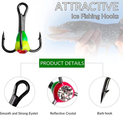 5PCS/10PCS Anzol de Pesca Anzol Triplo de Pesca no Gelo de Inverno Ferramenta de Apetrechos de Aço Carbono Iscas de Aço Carbono que Afundam Iscas de Inverno