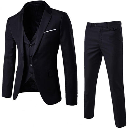 3pcs Suit Men Slim Formal Suit Solid Color Vest Pants Set 3 Piece Mens Suit Business Suit costume homme ?????? ???????