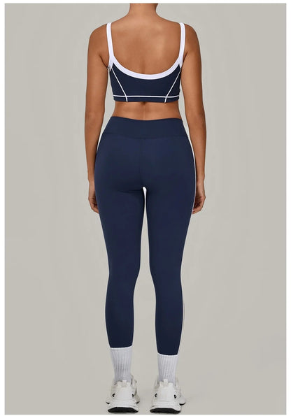 Yoga Suit Sports Fitness High Waist Peach Hip Tight Removable Padding Sports Bra Outfit Running Workout Clothes Gym Leggings Set