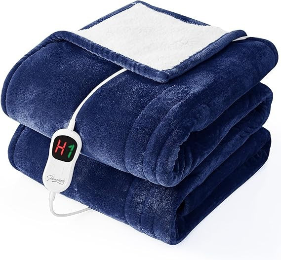 Twin Size Electric Heated Blanket - 62x84 Bed Warmer with 10 Temperature Settings, 8-Hour Auto Shut-Off, and Quick Warm-Up