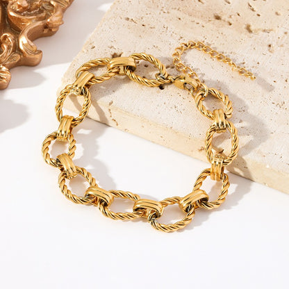 GANEMLY Conjunto de colar e pulseira de corrente de metal de aço inoxidável 316L para mulheres, gargantilhas de estilo punk, joias à prova d'água, presente feminino
