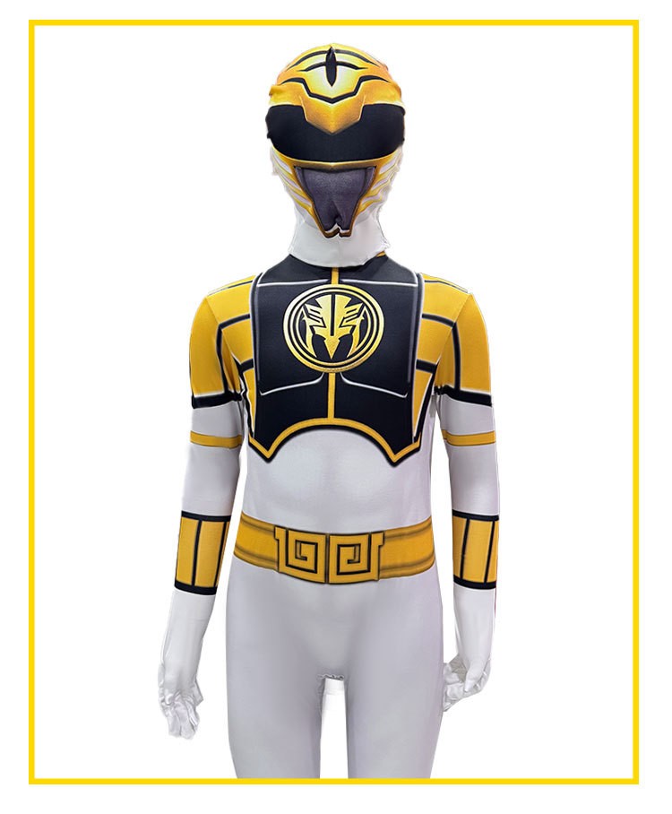 Dinosaur Warrior White Costume Suit Superhero Cosplay Clothes Role-play Jumpsuit Stage Performance Outfit Birthday Gift