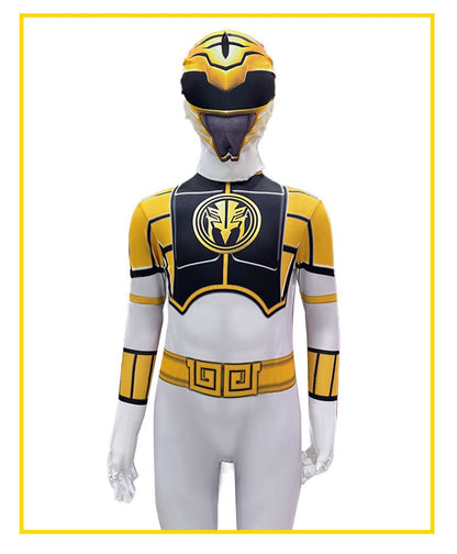 Dinosaur Warrior White Costume Suit Superhero Cosplay Clothes Role-play Jumpsuit Stage Performance Outfit Birthday Gift