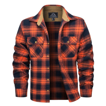 MAGCOMSEN Flannel Shirts Men's Long Sleeves Cotton Long Sleeve Plaid Shirt with 2 Pockets Button Down Casual Corduroy Shirt Male