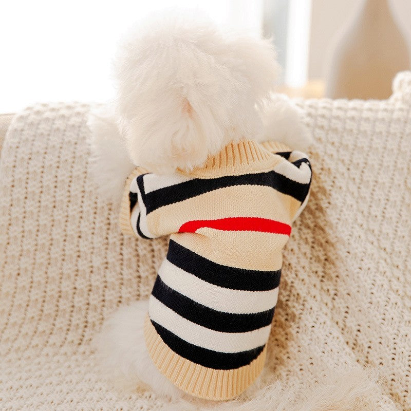 Roupas de luxo para cães, Chihuahua, suéter listrado, Bichon Frise, cachorro, gato, casaco quente, acessórios para cães e gatos, roupinhas para animais de estimação