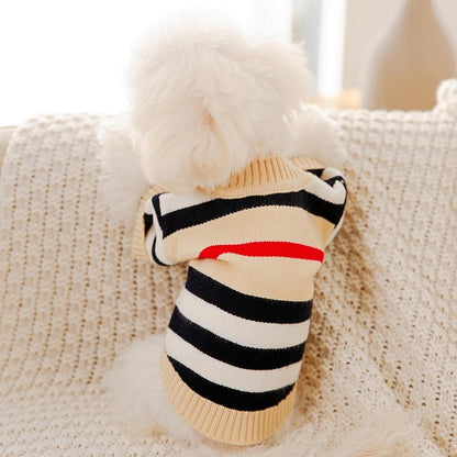 Roupas de luxo para cães, Chihuahua, suéter listrado, Bichon Frise, cachorro, gato, casaco quente, acessórios para cães e gatos, roupinhas para animais de estimação