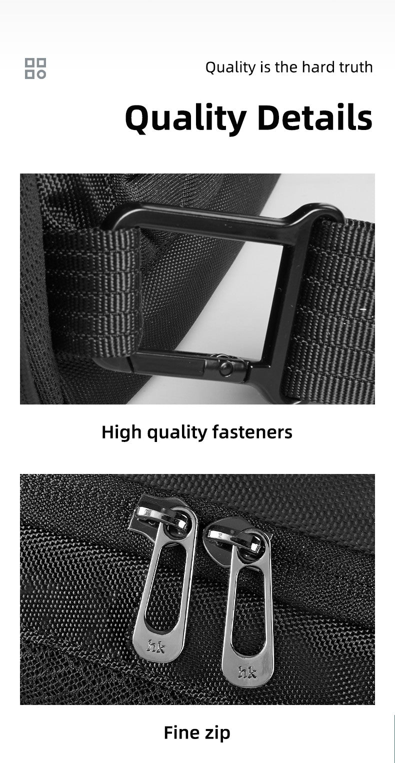 HK Anti-theft Men's Shoulder Bag Waterproof Chest Crossbody Bag with USB Oxford Leisure Satchel Multi-Pockets Sling Bag for Male