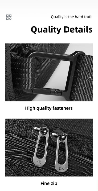 HK Anti-theft Men's Shoulder Bag Waterproof Chest Crossbody Bag with USB Oxford Leisure Satchel Multi-Pockets Sling Bag for Male