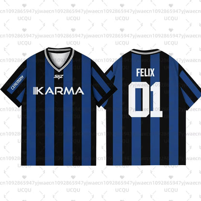 Kpop Stay Karma Album Fans TShirts Felix Bangchan Hyunjin Streetwear Loose Sport Oversize  Short Sleeve T-Shirt For Women Men