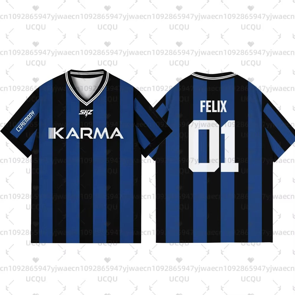 Kpop Stay Karma Album Fans TShirts Felix Bangchan Hyunjin Streetwear Loose Sport Oversize  Short Sleeve T-Shirt For Women Men