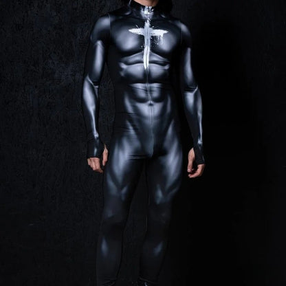 Zawaland Men Mechanical Muscle Punk Zentai Suit Carnival Cosplay Bodysuit Halloween Party Macho Costume Show Festival Jumpsuit