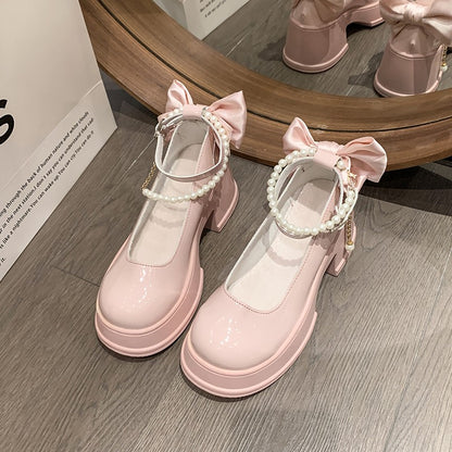 Spring/Summer High Heels with Skirts High Heels Pearl Buckles Mary Jane Business Women's Shoes Banquet Casual Shoes for Women