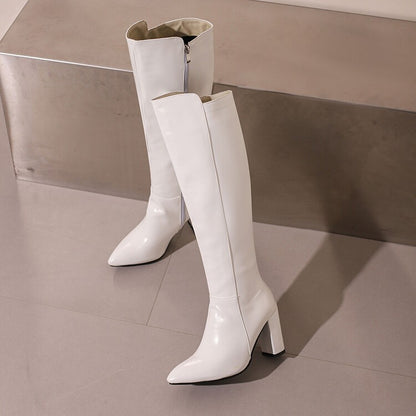 Fashion Women's Knee-High Boots 2024 Winter Warm Shoes Female Pointy Party Office High Heels Outdoors Long Boots Size 44 45 46