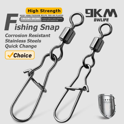 Giradores de Encaixe Duo-Lock 50~200 Peças Girador de Pesca Encaixe de Aço Inoxidável Latão Água Salgada Conectores de Barril Rotativo para Pesca