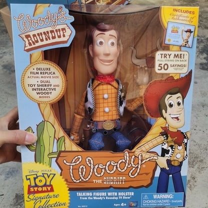 Quente 40cm Disney Pixar Toy Story Bonecos de Ação Woody Filme Inglês Som Personagem Boneco de Pano Caubói Presente de Aniversário Para Crianças