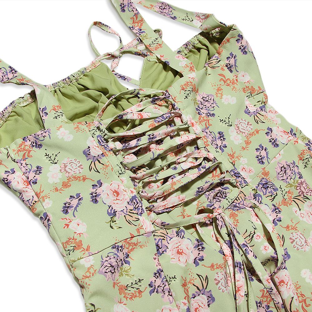 Suninheart Women's Summer Floral Print Dresses Sweet Elegant Midi Holiday Dress