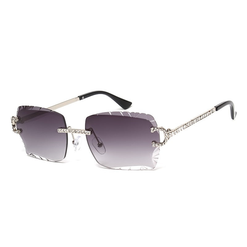 Fashion Rimless Square Sunglasses Vintage Diamond Brand Design Cut Lens Sun Glasses Men Women Metal Frame Luxury UV400 Eyewear