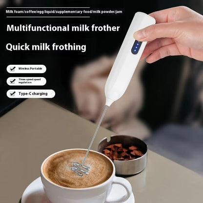 Electric milk frother, 3-speed coffee machine, handheld egg beater, household kitchen tool, food ingredient mixer