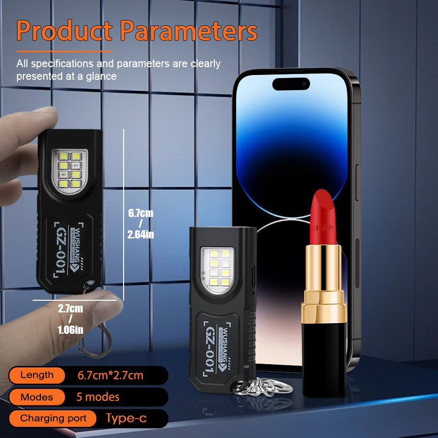 Mini COB LED Flashlight USB Rechargeable Torch with Magnetic Portable Powerful Working Light Outdoor Emergency Keychain Light