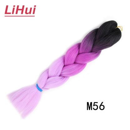 Cabelo Sintético Trança Jumbo 24 Polegadas Ombre Jumbo Extensão de Cabelo para Mulheres Tranças DIY Roxo Rosa Amarelo Cinza Lihu