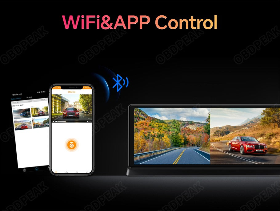 K2 Pro 11.3" DVR Automotivo 4K Câmera Sem Fio Carplay Android Auto Tela AI Câmera de Painel Gravador de Vídeo de Lente Dupla GPS de Navegação de Painel