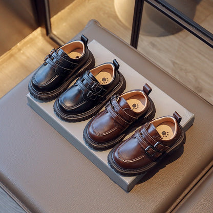 Kids Fall Leather Shoes Casual School Boys Girls Single Shoe Size 21-30 Toddler black brown round toe casual shoes for kids